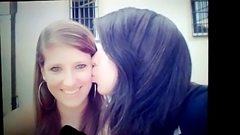 A Man Watches A Lesbian Couple And Ejaculates While They Are Kissing