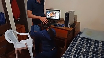 Maid Stumbles Upon Me: I Was Pleasuring Myself In My Room When My Maid Unexpectedly Walks In And Catches Me Watching Adult Content. She Becomes Aroused And Demands My Attention
