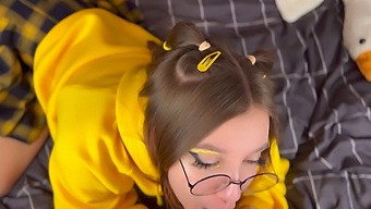 A Stunning Teen Babe With A Short Skirt Gives A Mind-Blowing Blowjob And Gets Covered In Cum On Her Feet In This Pov Video